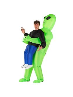 Green Inflatable Alien Costume Adult Space Funny Abduction Blow Up Halloween Costumes Men Women