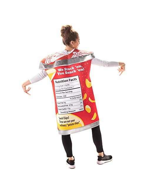 Hauntlook Bag of Chips Halloween Costume | One Size fits Most | Slip On Adult Halloween Costume | Funny Adult Costume | Prungles Chip Costume
