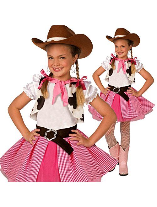 Morph Kids Cowgirl Costume Cute Girls Pink Western Rodeo Dress Up Outfit For Children