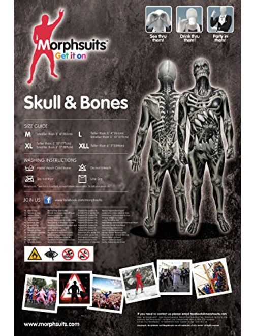Morphsuits Official Adults Skull & Bones Monster Skeleton Fancy Dress Costume