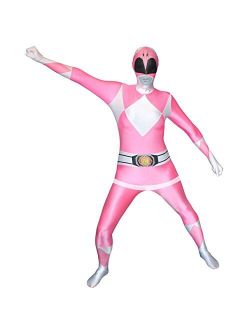 Pink Power Ranger Costume Adult Bodysuit Superhero Halloween Costumes for Men