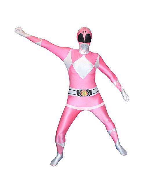 Morphsuits Pink Power Ranger Costume Adult Bodysuit Superhero Halloween Costumes for Men