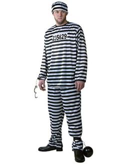 Men's Plus Size Prisoner Costume Striped Prison Jail Suit
