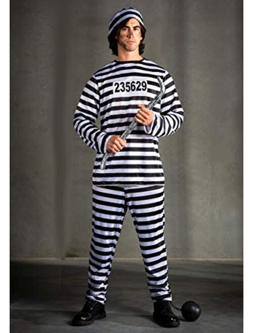 Fun Costumes Men's Plus Size Prisoner Costume Striped Prison Jail Suit