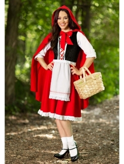 Little Red Riding Hood Costume for Women Red Riding Hood Dress and Cape Outfit Adult Halloween Costume