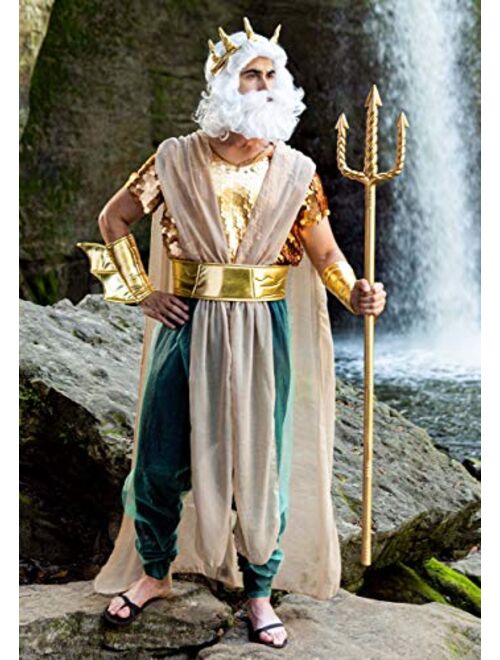 Fun Costumes Plus Size Poseidon Costume for Men, Sea God Dress-Up, Greek God Robe with Accessories for Halloween