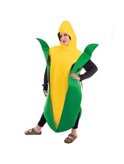 Single Funny Fruit & Veggie Costume | Slip On Halloween Costume for Women and Men| One Size Fits All | Corn on the Cob Costume
