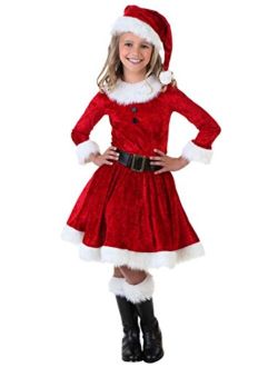 Girl Mrs. Claus Costume Red Christmas Dress and Hat