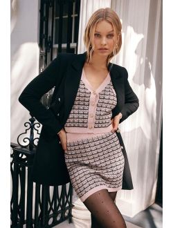 Proper Babe Pink and Black Tweed Two-Piece Mini Sweater Dress