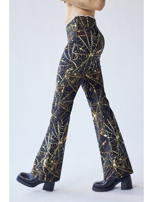 Urban Outfitters UO Velvet Ruched V-Front Flare Pant