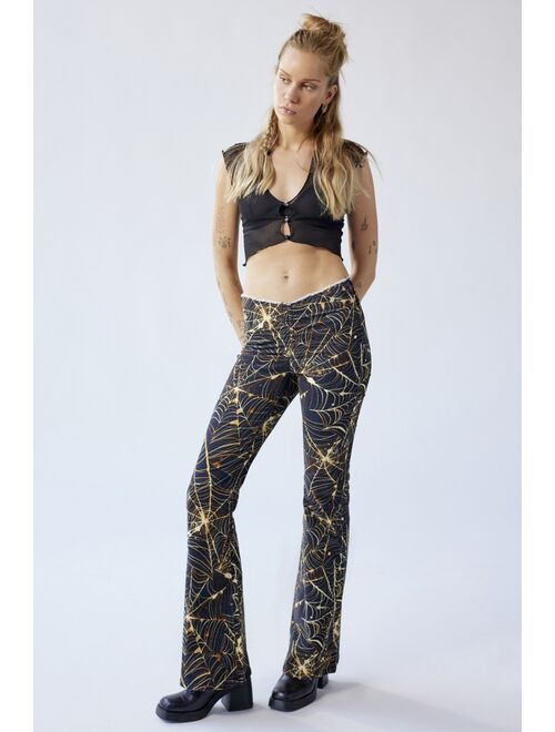 Urban Outfitters UO Velvet Ruched V-Front Flare Pant