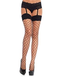 Women's Wide Fishnet Thigh High Stockings