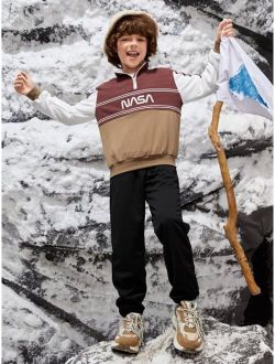 Boys Letter Graphic Half Zip Drop Shoulder Pullover