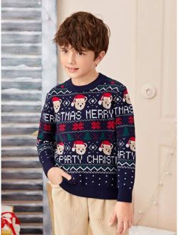 Boys Christmas & Cartoon Pattern Sweater