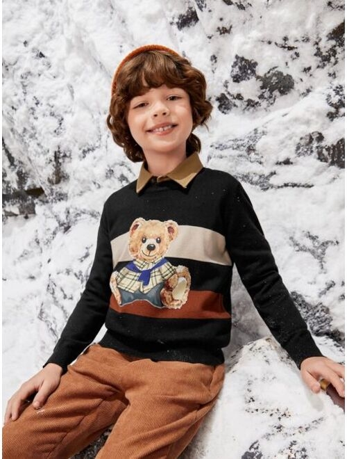 SHEIN Boys Bear Pattern Sweater
