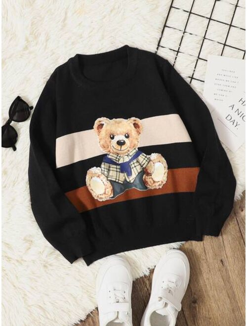 SHEIN Boys Bear Pattern Sweater