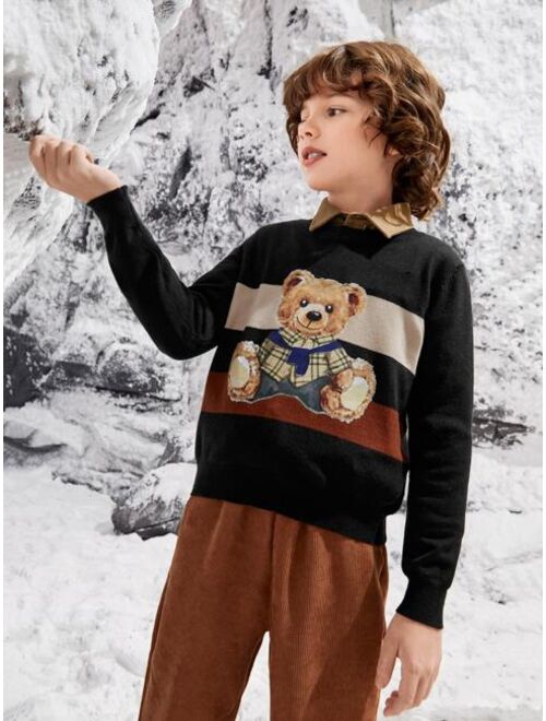 SHEIN Boys Bear Pattern Sweater