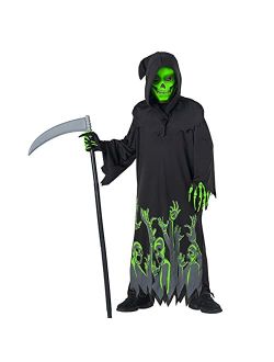 Costumes Grim Reaper Costume Kids Glow In The Dark Boys and Girls Halloween Scary Phantom Costume