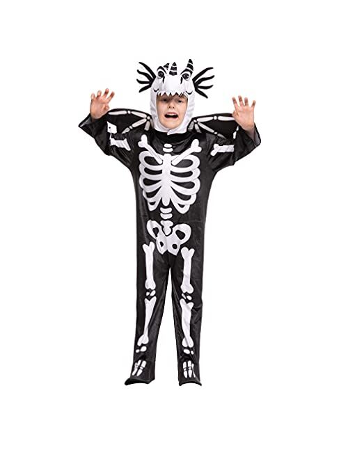 Spooktacular Creations Halloween Child Unisex Skeleton Dragon Costume set, Skeleton Dinosaur Costume for Pretend Play
