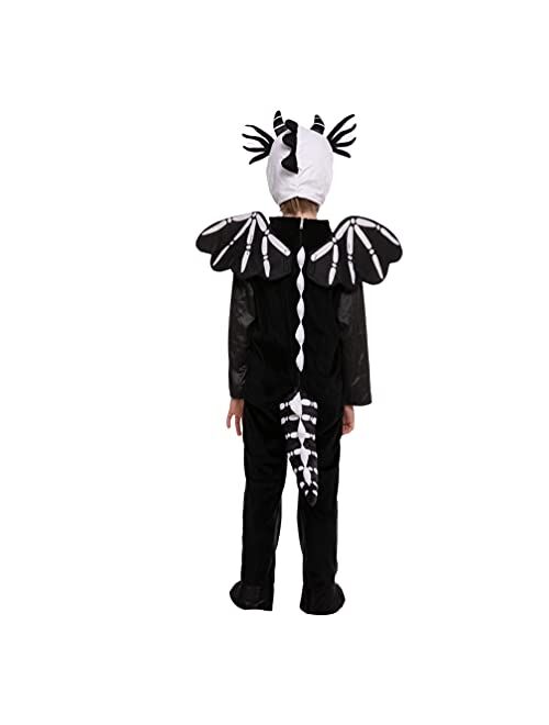 Spooktacular Creations Halloween Child Unisex Skeleton Dragon Costume set, Skeleton Dinosaur Costume for Pretend Play