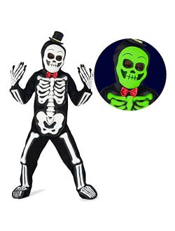Costumes Kids Glow In The Dark Skeleton Costume Boys and Girls Halloween Costume Available In Sizes T2 S M