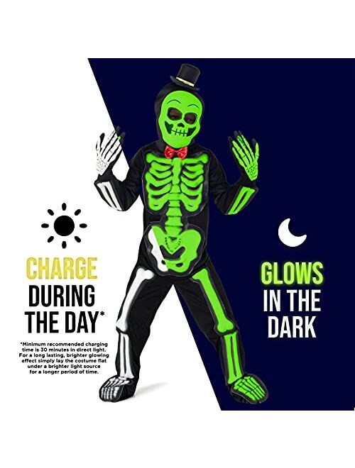 Morph Costumes Kids Glow In The Dark Skeleton Costume Boys and Girls Halloween Costume Available In Sizes T2 S M