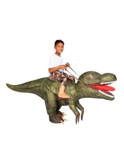 T-Rex Inflatable Costume for Kids, Funny Air Blow Up Costumes, Digital Printing Ride-On Dinosaur Costumes for Halloween Costume Parties