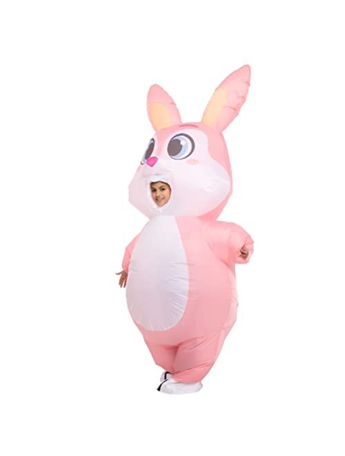 Spooktacular Creations Easter Pink Bunny Inflatable Costume Full Body for Kids 7-10 Years Old, Child Unisex Air Blow-up Deluxe Costume