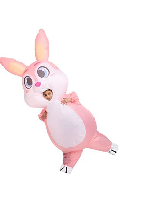 Spooktacular Creations Easter Pink Bunny Inflatable Costume Full Body for Kids 7-10 Years Old, Child Unisex Air Blow-up Deluxe Costume