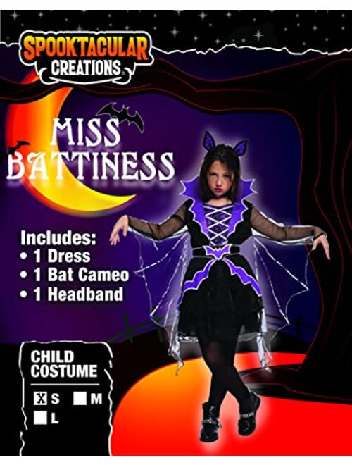 Spooktacular Creations Child Girl Miss Battiness Costume for Halloween Dress Up Party, Themed Parties, Cosplay, Everyday Play