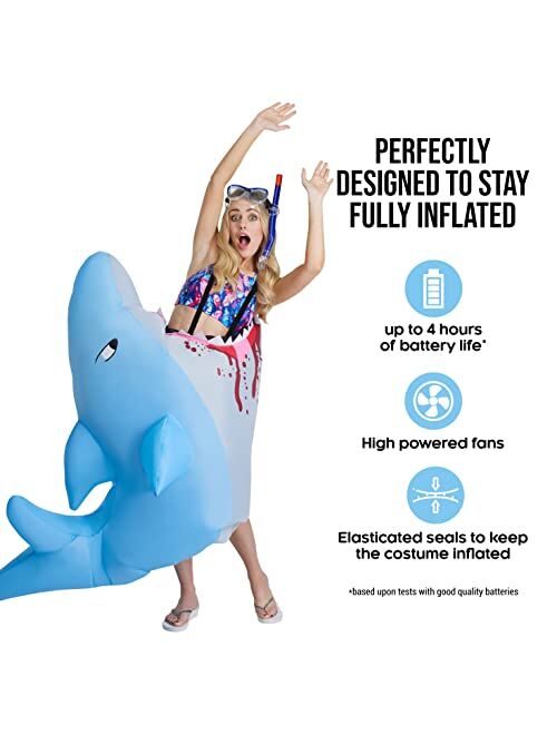 Morph Inflatable Shark Costume Adult Attack Bite Halloween Costumes for Adults