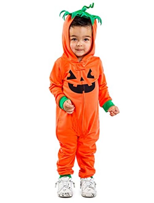 Tipsy Elves Cute Baby Orange Pumpkin Playsuit with Hood for Dress Up and Family Photos for Babies and Toddlers Unisex Sizing