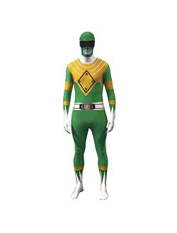 Green Power Ranger Costume Adult Men Bodysuit Halloween Costume