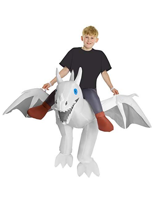 Morphsuits White Inflatable Ride-On Dragon Halloween Costume for Kids, One Size (MCKROIWD)
