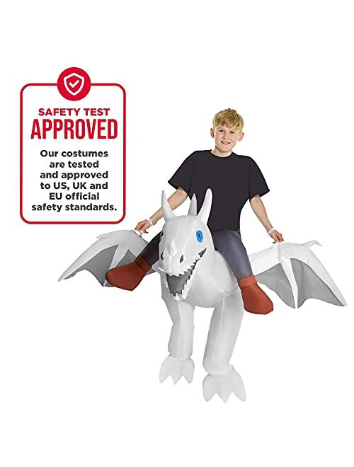 Morphsuits White Inflatable Ride-On Dragon Halloween Costume for Kids, One Size (MCKROIWD)
