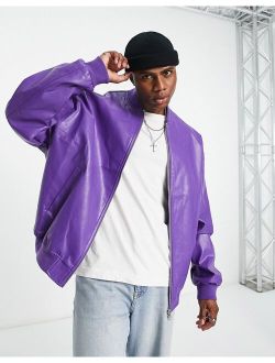 extreme oversized bomber jacket in purple