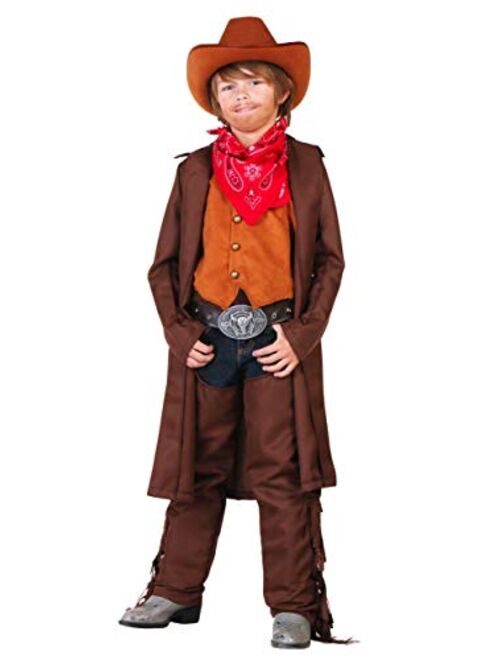 Fun Costumes Western Cowboy Costume for Kids Boys Cowboy Hat Vest Chaps Belt Buckle Bandana