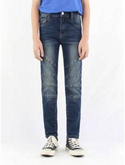 Boys Bleach Wash Tapered Jeans