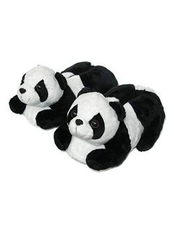 Onmygogo Indoor Fuzzy Winter Animal Panda and Cow Plush Slippers for Adult Women Men Boys Girls Kids
