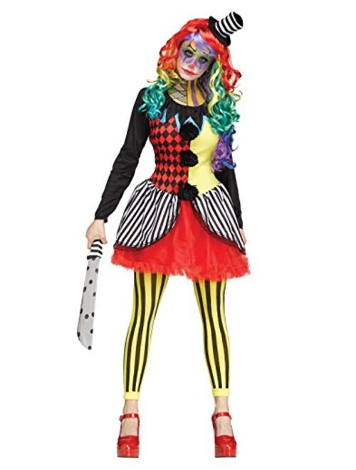 Fun World Women's Freakshow Clown Adult Costume, Multi, S/M Size 2-8