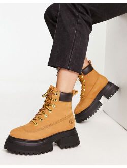 Sky 6 inch lace up boots in wheat nubuck