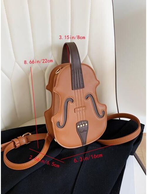 Shein Mini Letter Embossed Stitch Detail Violin Design Novelty Bag