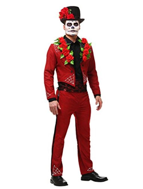 Fun Costumes Men's Day of The Dead Costume Faux Suede Day of The Dead Suit