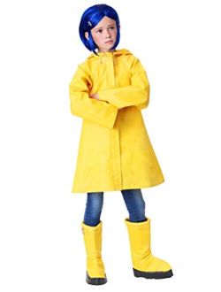 Coraline Costume for Kids, Girls Coraline Storybook Yellow Rain Jacket