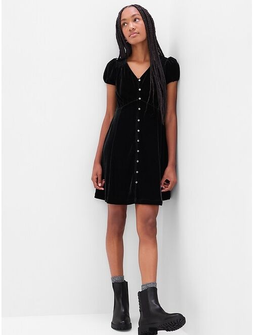 Gap Teen Button-Front Velvet Dress