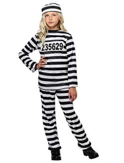 Girl's Prisoner Costume Kid's Prison Uniform Outfit