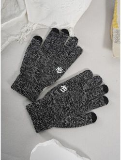 Men Letter Graphic Gloves
