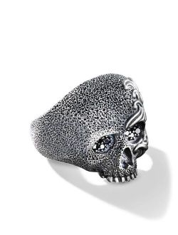 Waves diamond skull ring