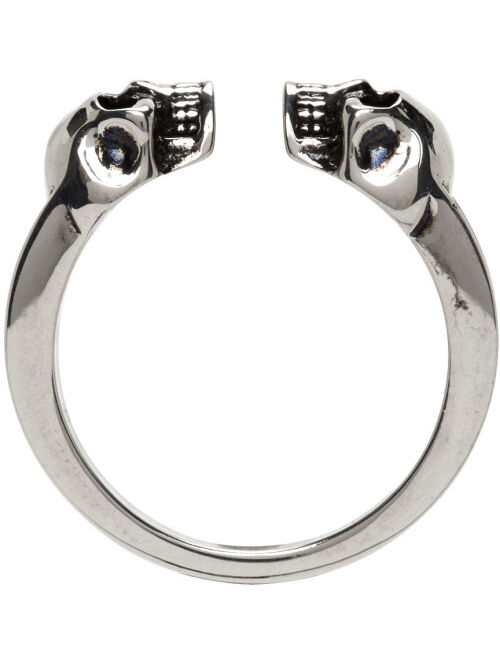 Alexander McQueen Silver Skull Open Band Ring