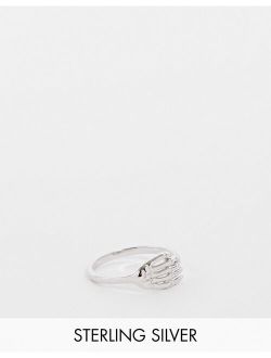Lost Souls wrapped skull hand ring in sterling silver